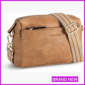 Small Crossbody Purse Triple Zip Vegan Leather Handbag with Guitar Strap Chic